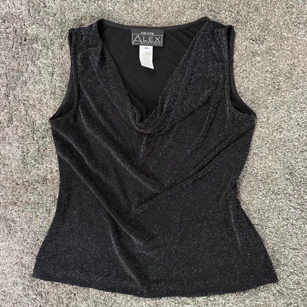 Alex-evenings Women's Black and Grey Blouse